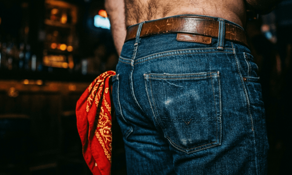 Le code foulard – un bandana de couleur sortant de la poche arrière d'un jean